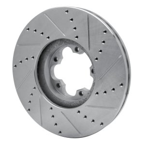 Ford Transit-350 HD Brake Rotor (1) - Front Left - R1 Concepts - Drilled & Slotted - Silver - `15-`25